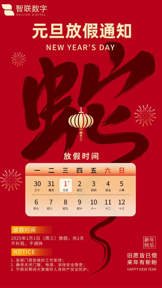 新歲序開初心同在|智聯(lián)數(shù)字祝大家元旦快樂！